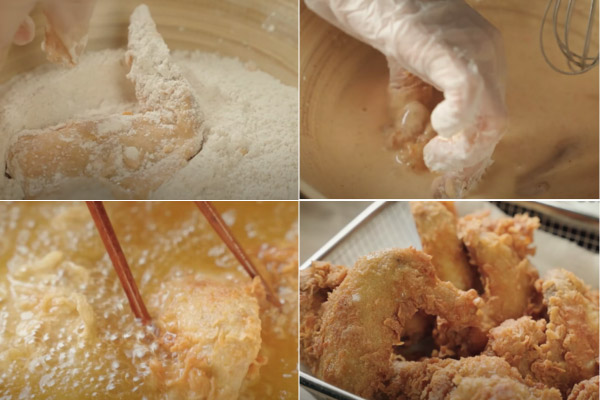 Gà chiên xong có màu vàng ươm bắt mắt,