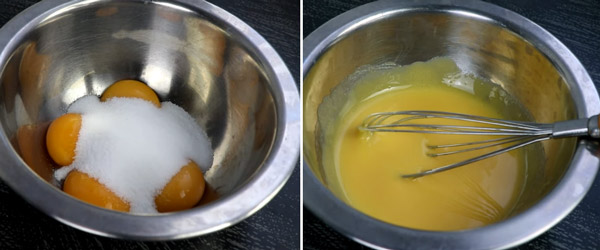 Đánh tan lòng đỏ trứng và đường