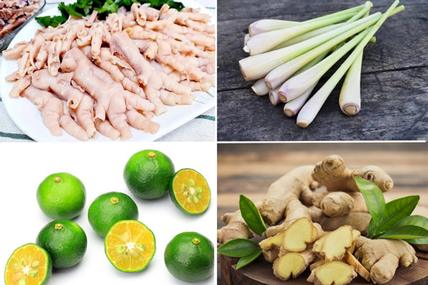 nguyên liệu cần có khi làm món chân gà sả tắc