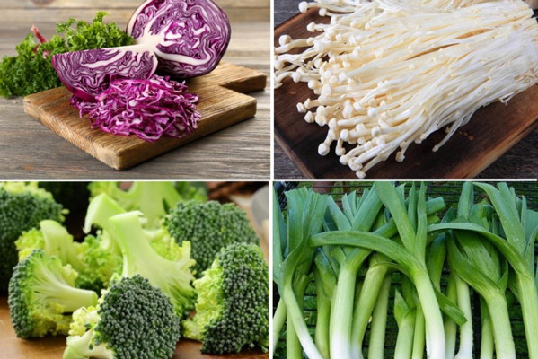 Các loại rau củ ăn kèm cùng mì cay