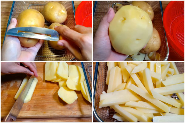 Gọt vỏ khoai tây và cắt thành từng miếng