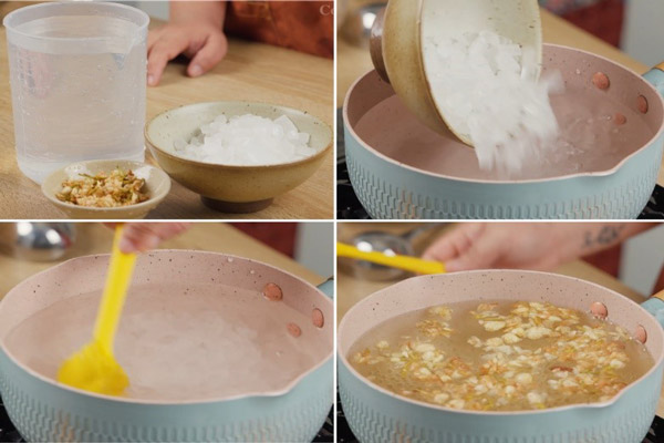 Nấu nước đường ăn cùng chè khúc bạch